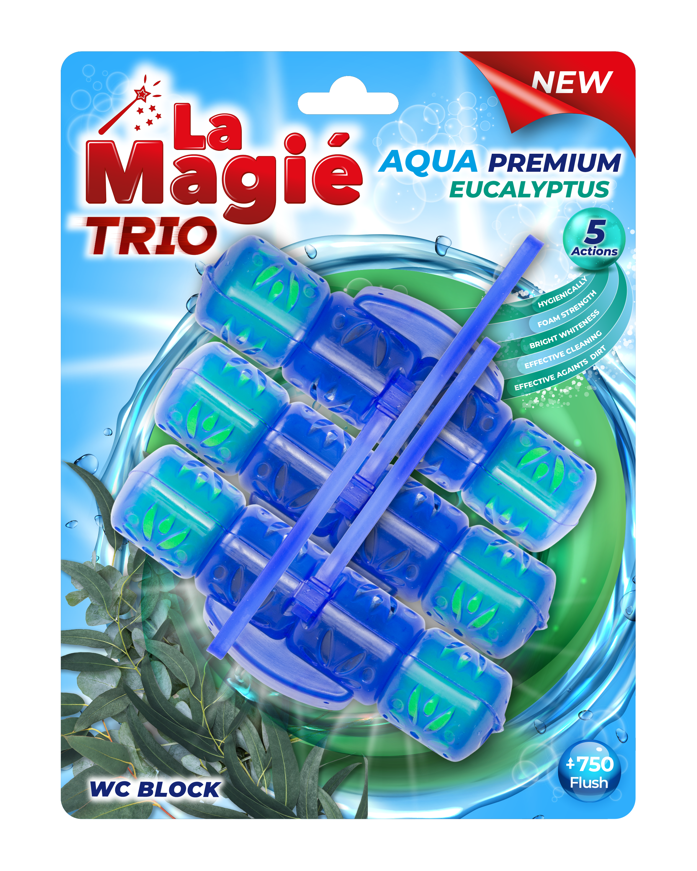 LA MAGIÉ AQUA PREMIUM WC BLOCK TRIO 3X40 G EUCALYPTUS